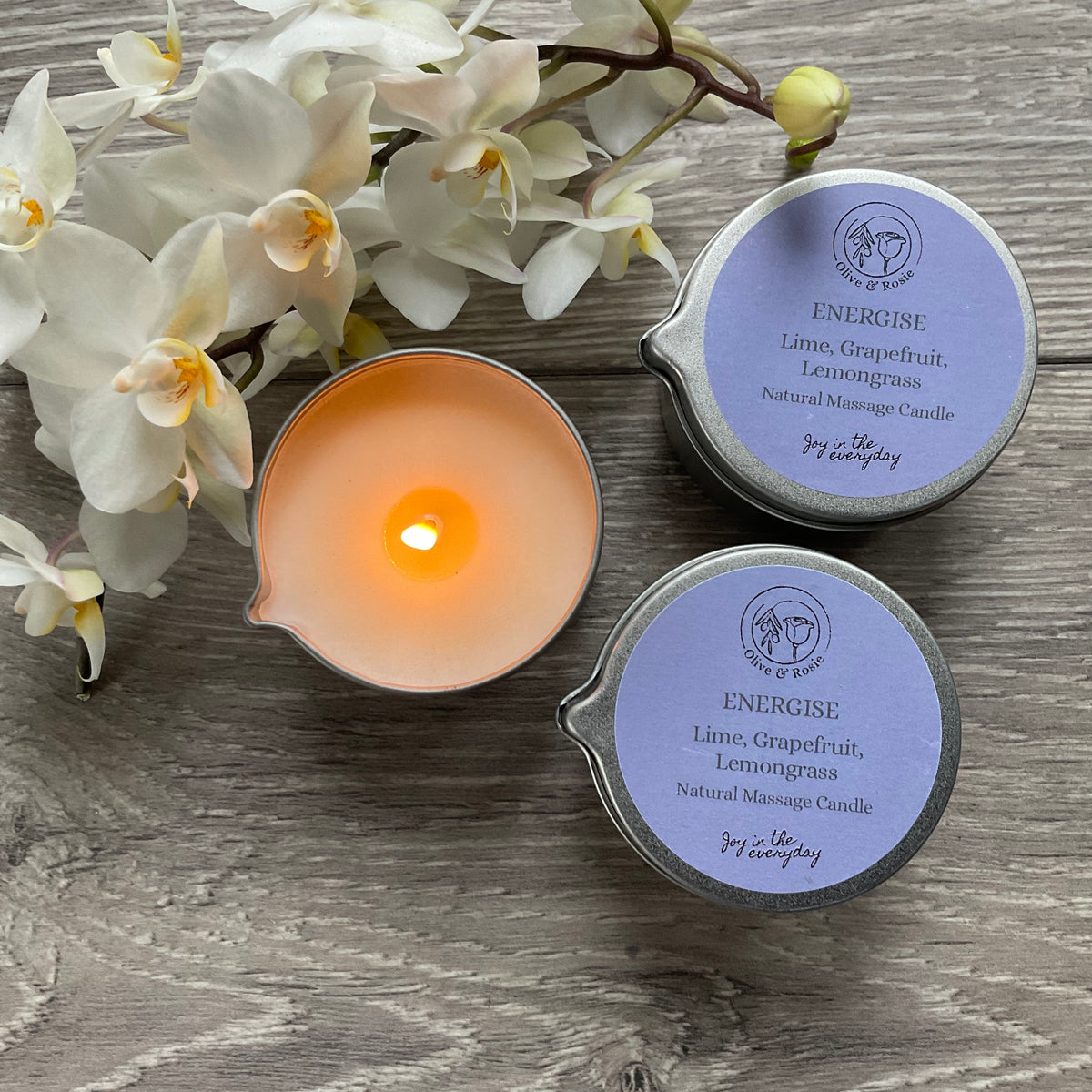 Aromatherapy Massage Candle - Energise - Olive & Rosie