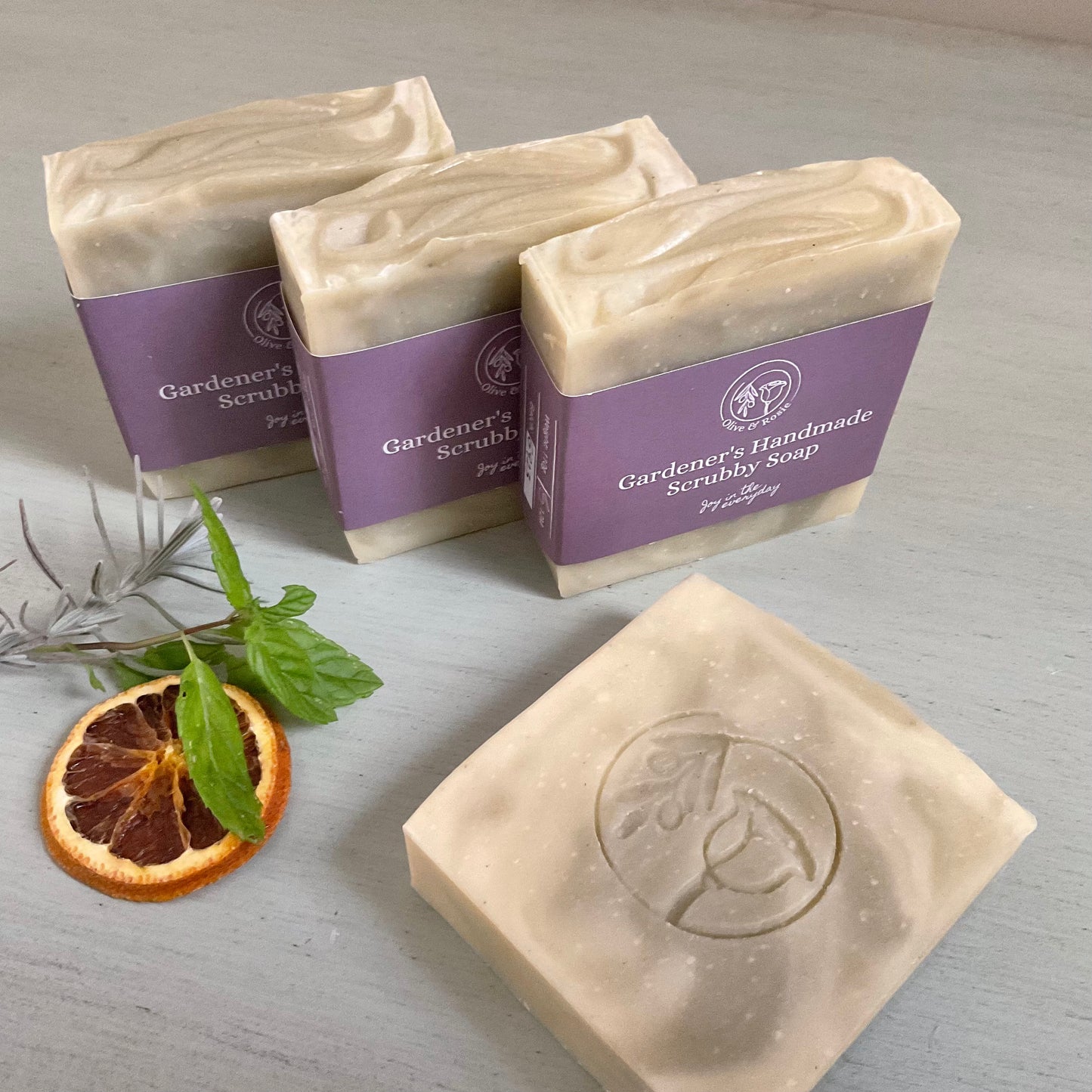 Gardeners Herbal Citrus Handmade Scrubby Soap