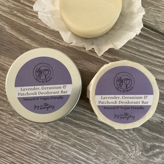 Olive & Rosie, Natural Deodorant Bar - Lavender, Geranium & Patchouli