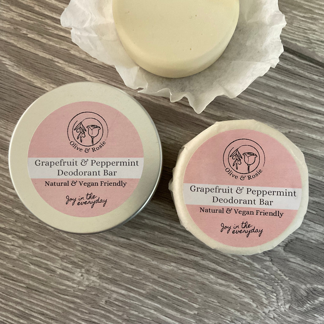 Olive & Rosie, Natural Deodorant Bar - Grapefruit & Peppermint