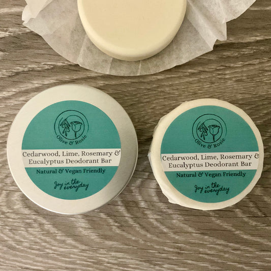 Olive & Rosie, Natural Deodorant Bar - Cedarwood, Lime, Rosemary & Eucalyptus