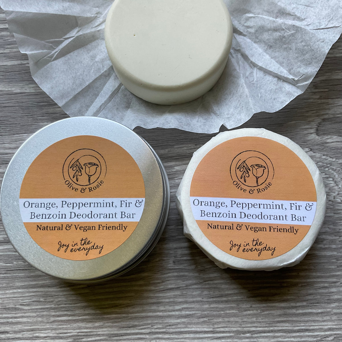 Olive & Rosie, Natural Deodorant Bar - Orange, Peppermint, Fir & Benzoin