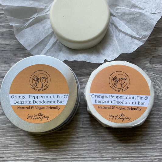 Olive & Rosie, Natural Deodorant Bar - Orange, Peppermint, Fir & Benzoin