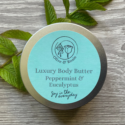 Olive & Rosie Luxury Body Butter, Peppermint & Eucalyptus, Handmade in Uk