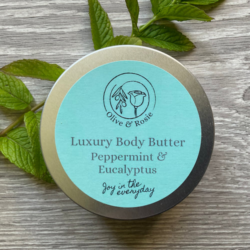 Olive & Rosie Luxury Body Butter, Peppermint & Eucalyptus, Handmade in Uk