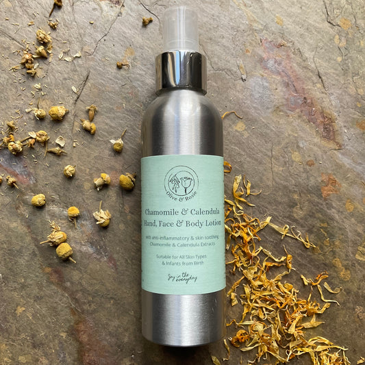Chamomile & Calendula - Hand, Face & Body Lotion - also suitable for babies from birth - Olive & Rosie