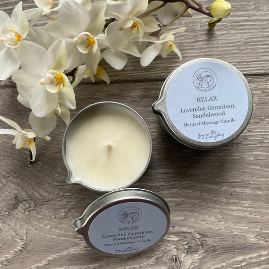 Aromatherapy Massage Candle - Relax - Olive & Rosie