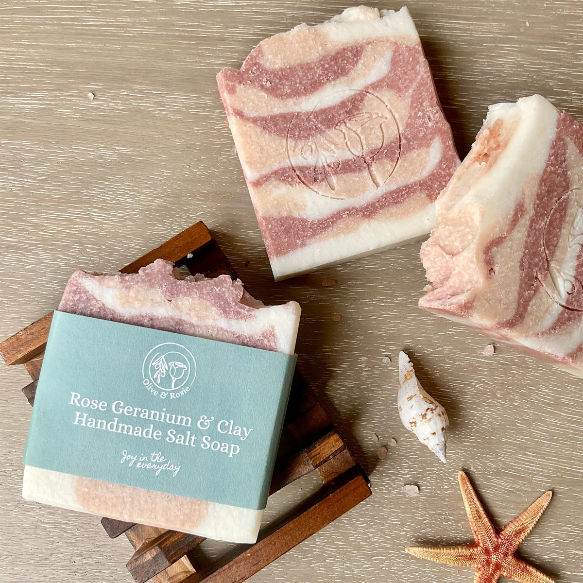 Rose Geranium & Clay Salt Soap / Spa Bar - Olive & Rosie