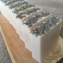 Load image into Gallery viewer, Lavender and Patchouli Natural Handmade Soap on wood display board
